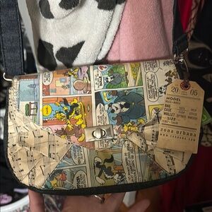 Cream and Black Comic Crossbody Bag